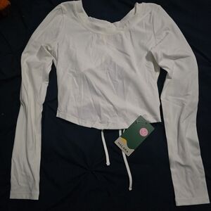 Halara White Long Sleeve Crop Top